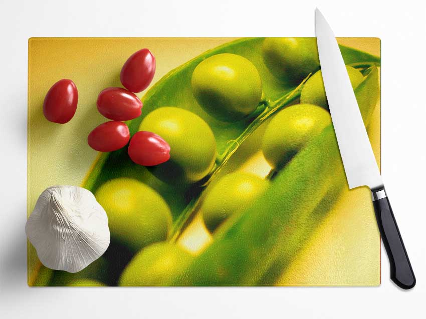 Pea Pod Glass Chopping Board