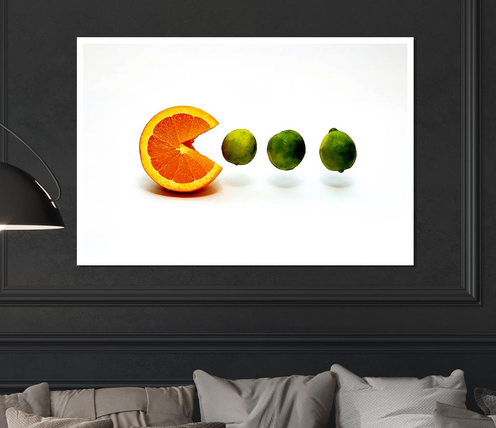 Lime Eating Orange Print Poster Wall Art