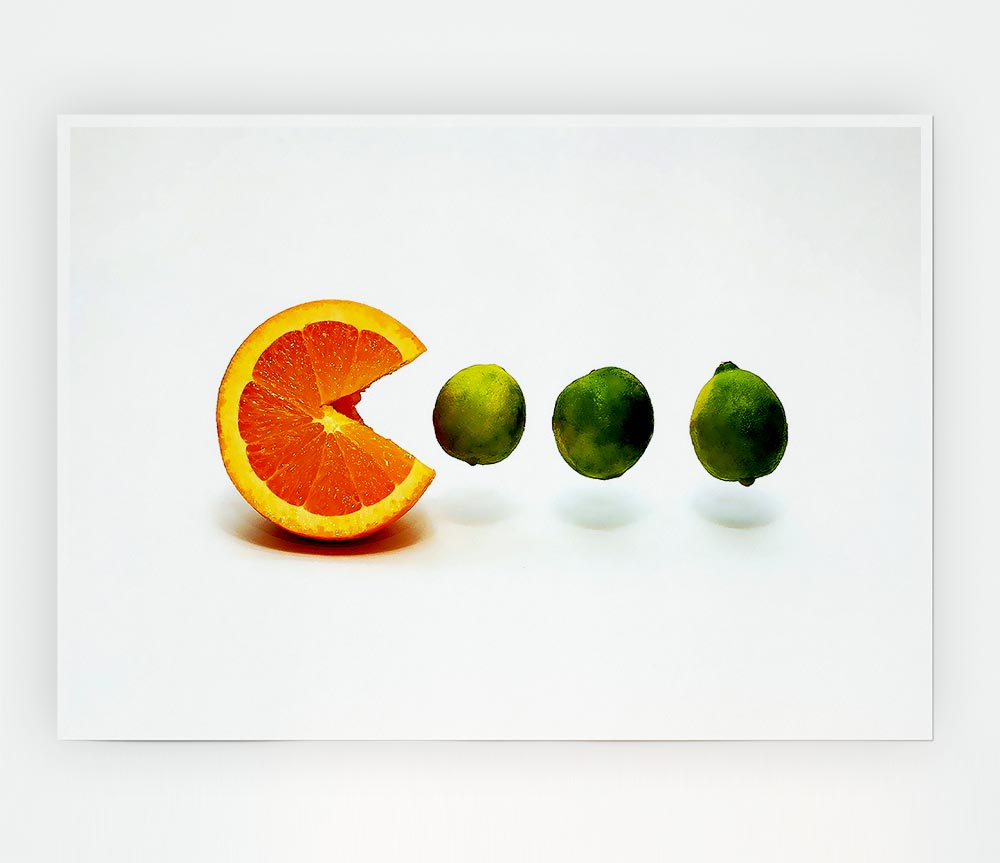Lime Eating Orange Print Poster Wall Art