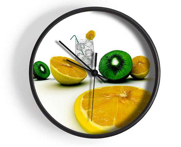 G n T Kiwi And Lemon Clock - Wallart-Direct UK