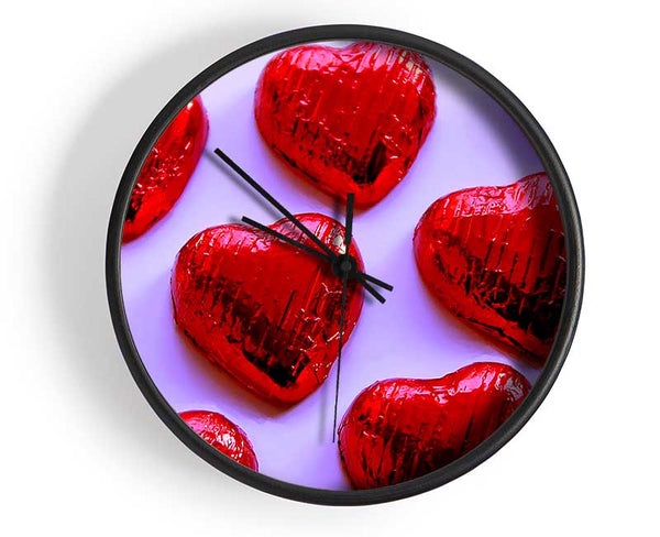 Red Chocolate Love Hearts Clock - Wallart-Direct UK