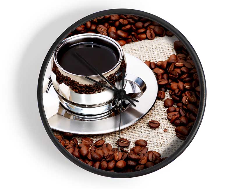 Silver Coffee Beans Clock - Wallart-Direct UK