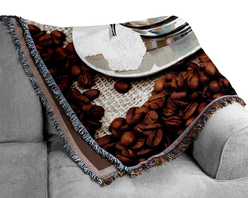 Silver Coffee Beans Woven Blanket
