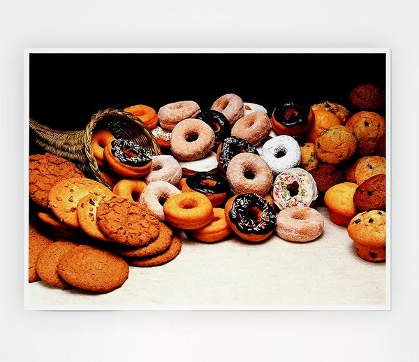 Donuts And Cookies Print Poster Wall Art