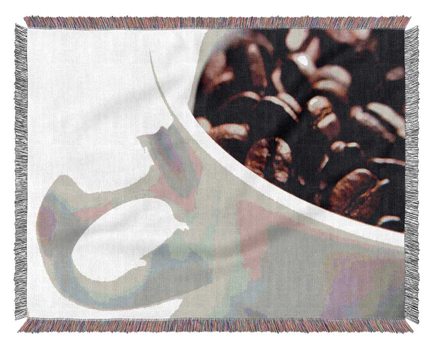 White Coffee Bean Mug Woven Blanket