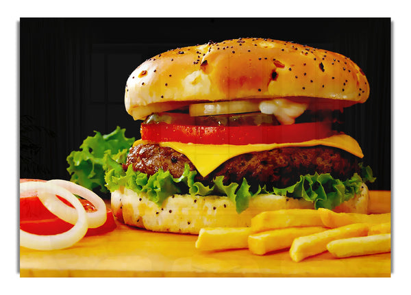 Burger und Pommes