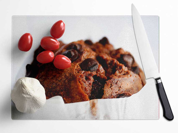 Chocolate Chip Muffin Glass Chopping Board
