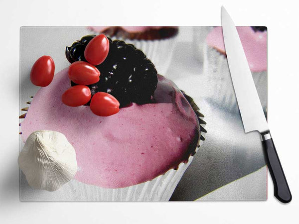 Blackberry Cupcake Glass Chopping Board