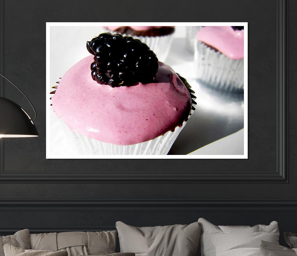 Blackberry Cupcake Print Poster Wall Art