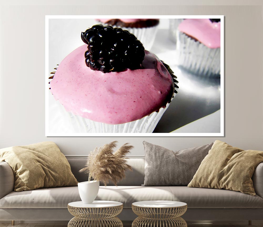 Blackberry Cupcake Print Poster Wall Art