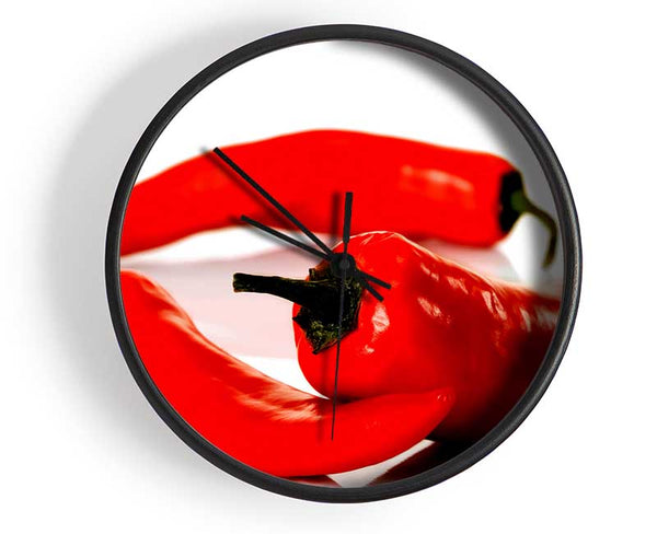 Red Pepper Trio Clock - Wallart-Direct UK