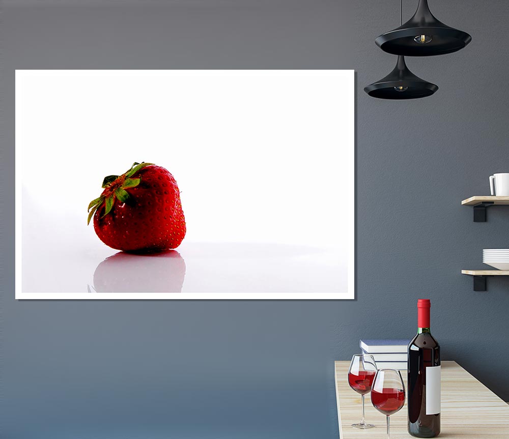 Lonely Strawberry Print Poster Wall Art