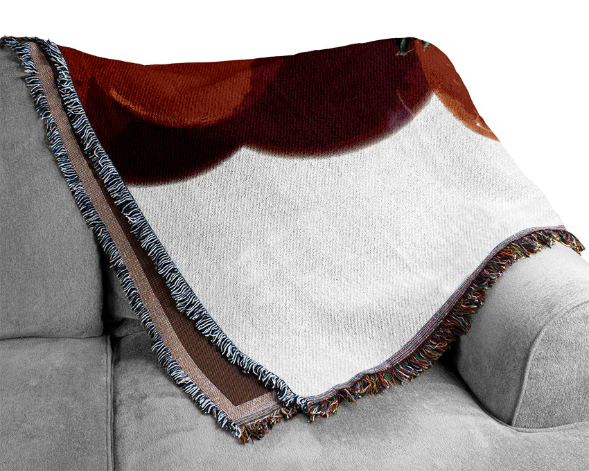 Red Cherry Tomato Vine Woven Blanket