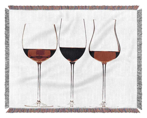 Red Wine Glasses Woven Blanket