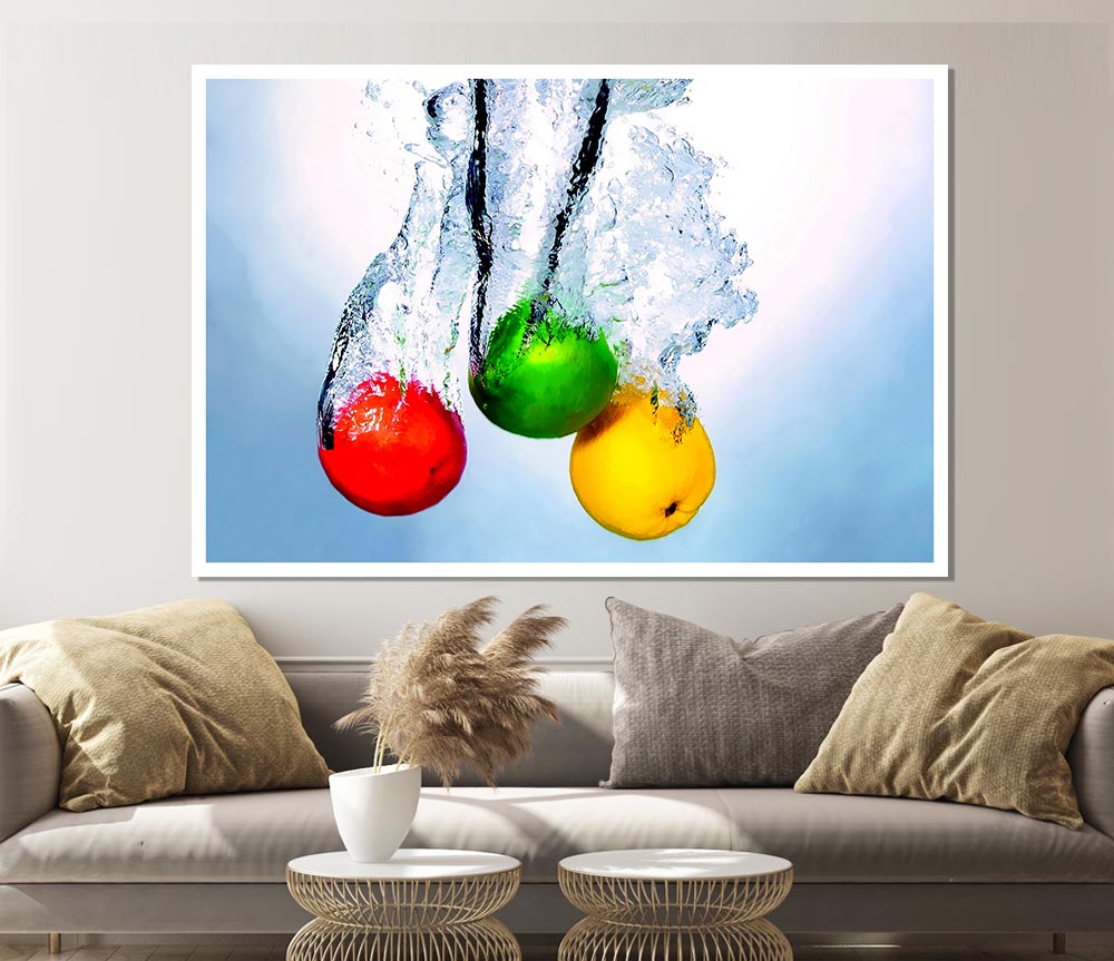 Fruit Trio Splash Print Poster Wall Art