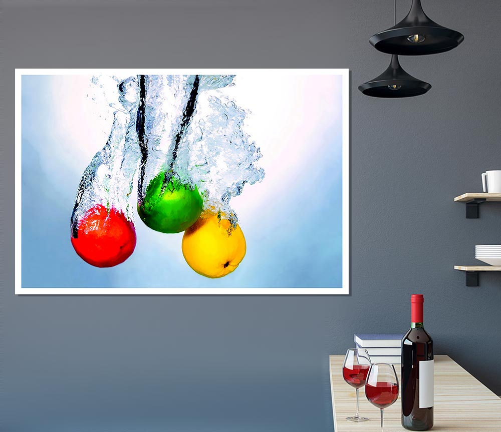 Fruit Trio Splash Print Poster Wall Art