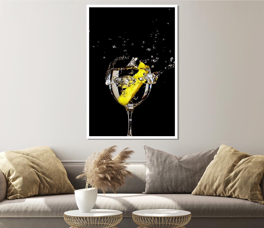 Gin And Tonic Lemon Splash Print Poster Wall Art
