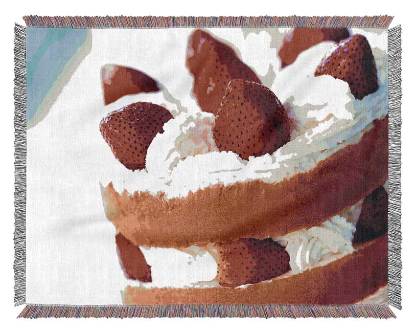 Strawberry Cream Cake Woven Blanket