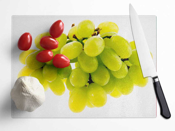 Green Grapes Glass Chopping Board