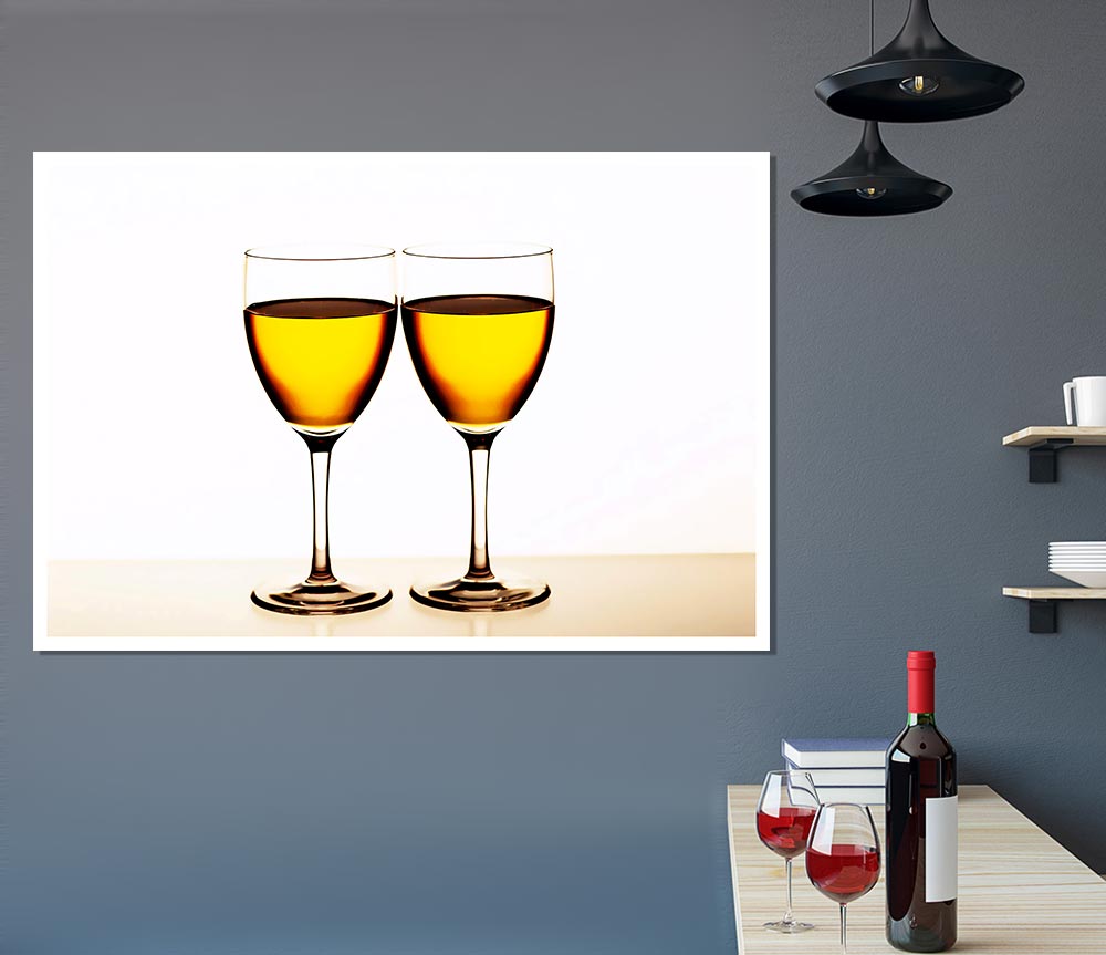 White Wine Duo Print Poster Wall Art