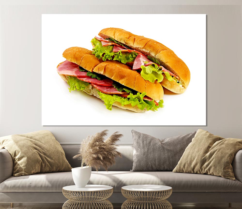 Ham Sandwiches Print Poster Wall Art