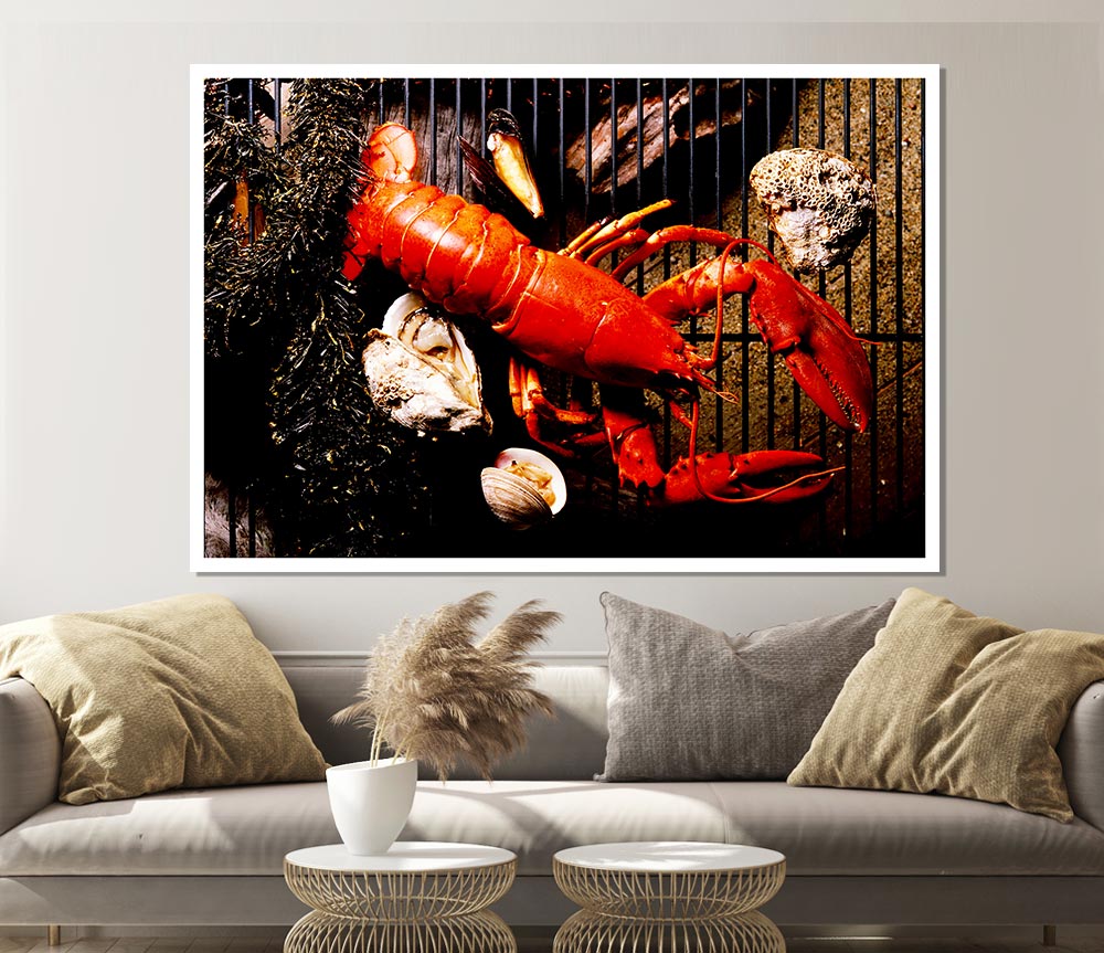 Lobster Barbeque Print Poster Wall Art