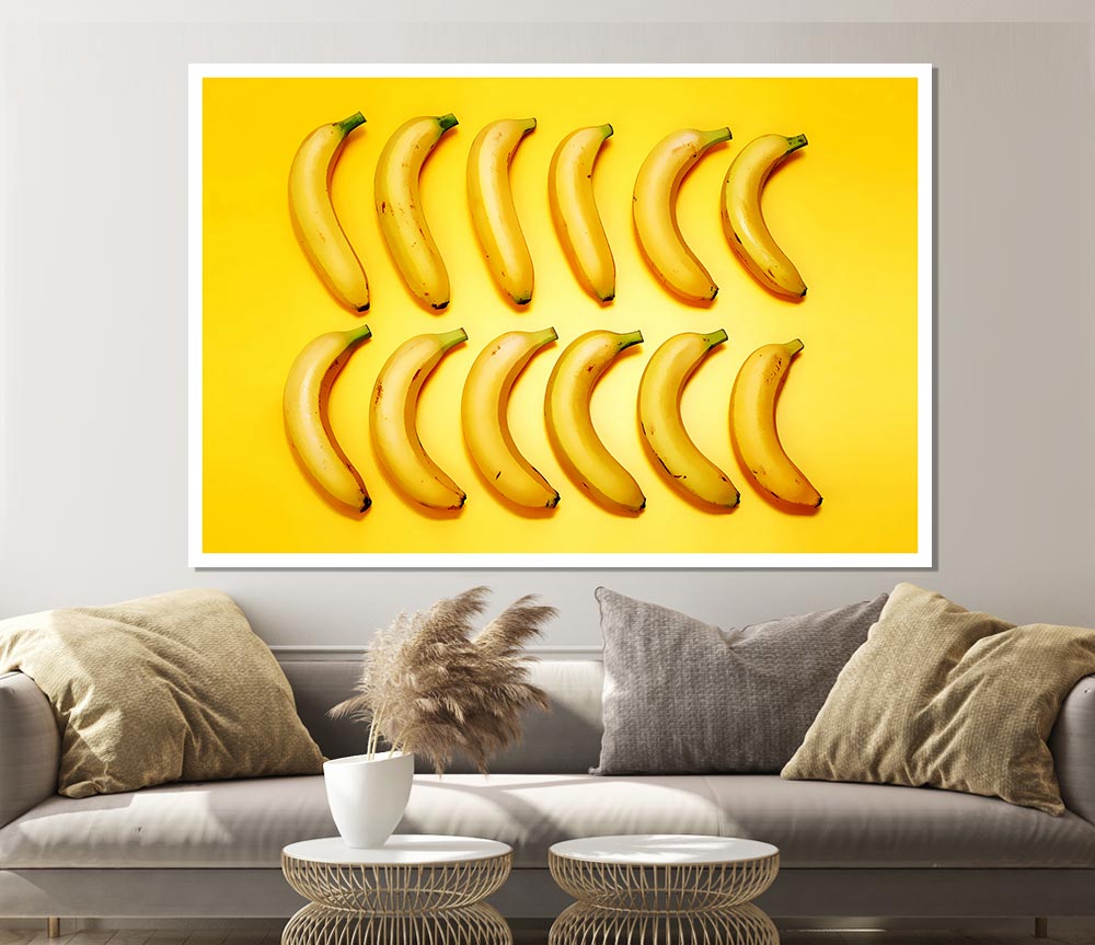 Banana Line Up Print Poster Wall Art