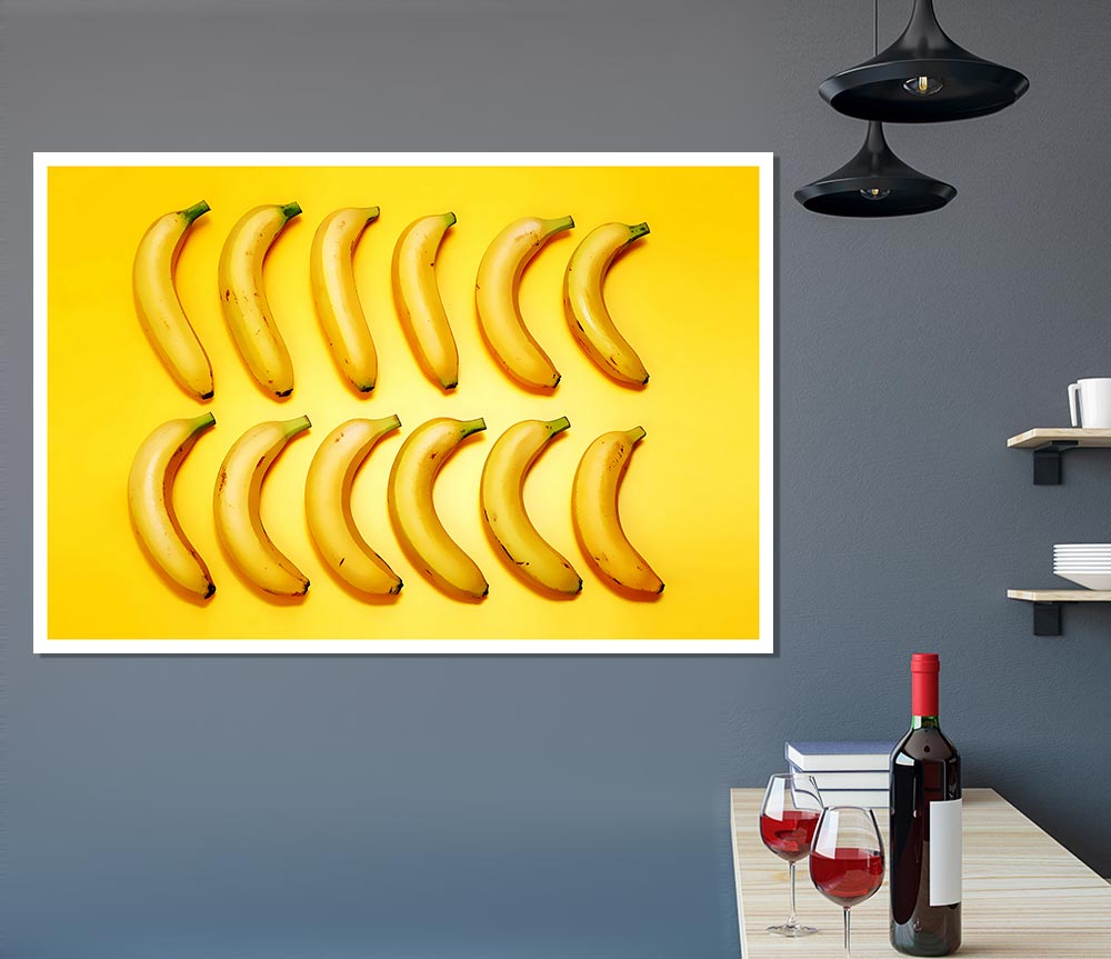 Banana Line Up Print Poster Wall Art