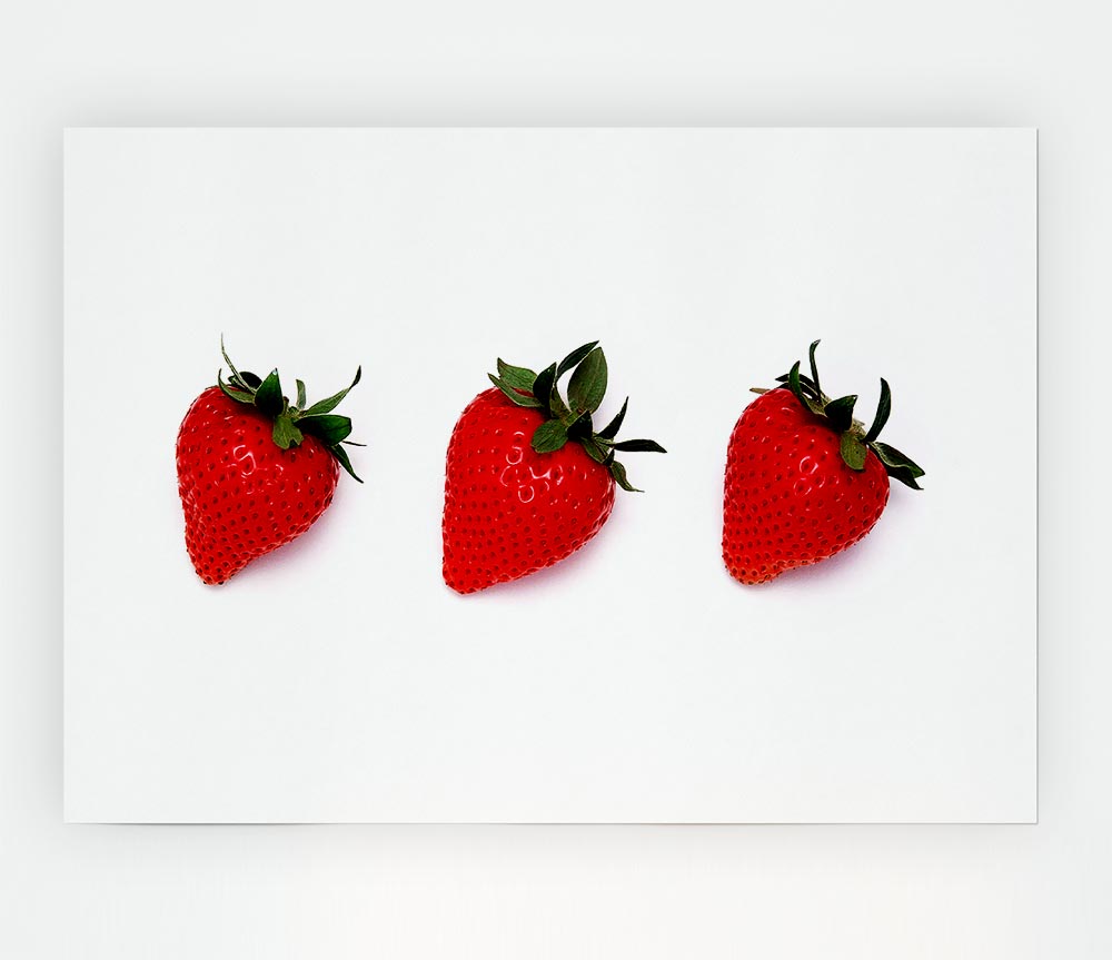 Trio Of Strawberrys Print Poster Wall Art