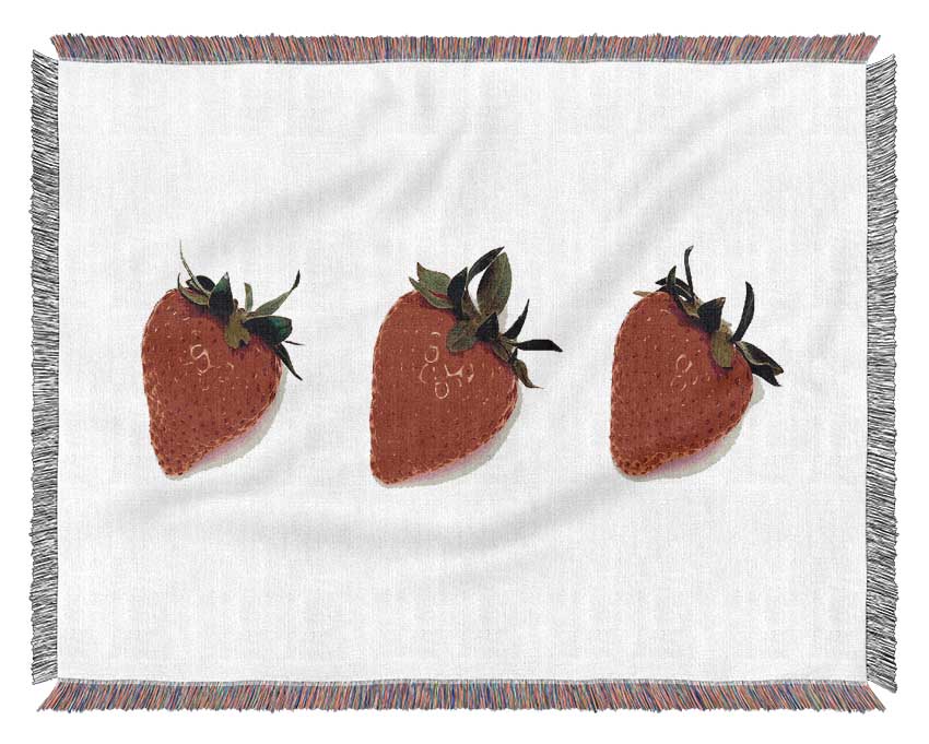 Trio Of Strawberrys Woven Blanket