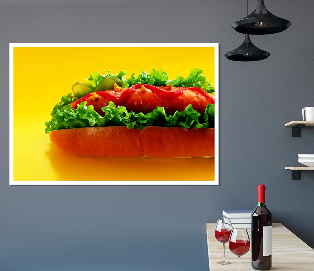 Hot Dog With Everything Print Poster Wall Art