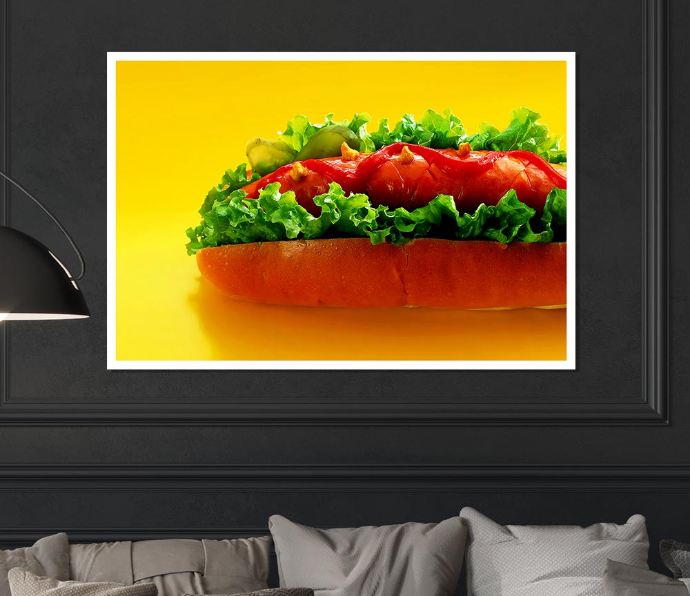 Hot Dog With Everything Print Poster Wall Art