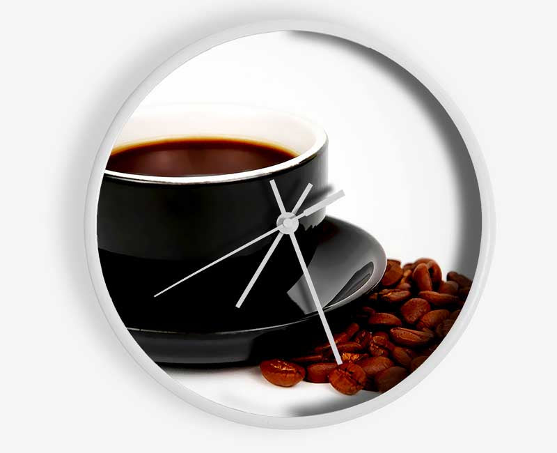 Black Coffee With Beans Clock - Wallart-Direct UK