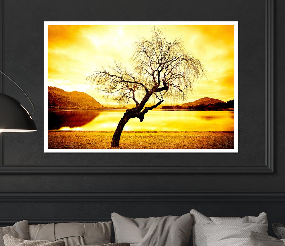 Willow Tree In Winter Print Poster Wall Art