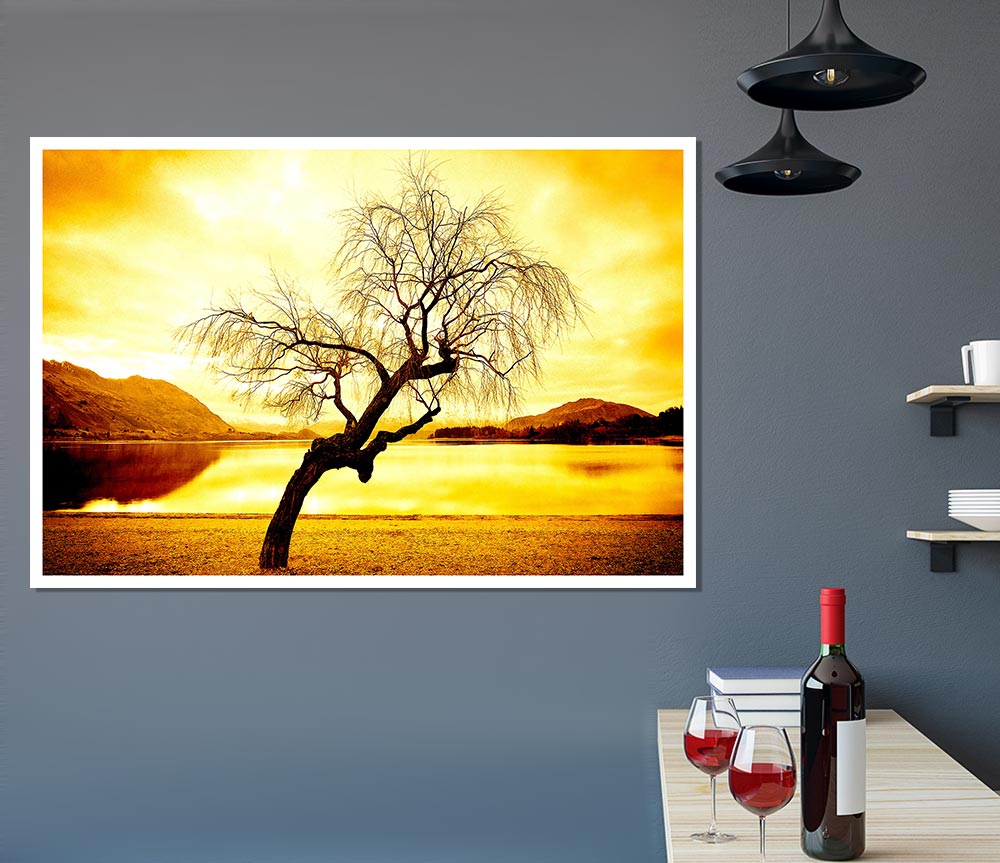 Willow Tree In Winter Print Poster Wall Art