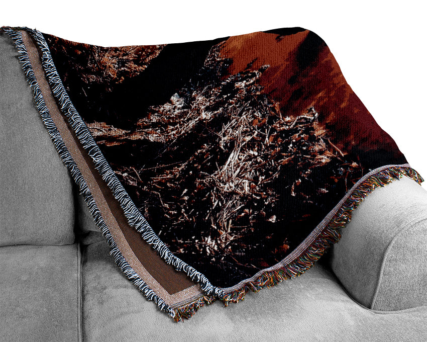 Tree Branches Over The Lake Woven Blanket