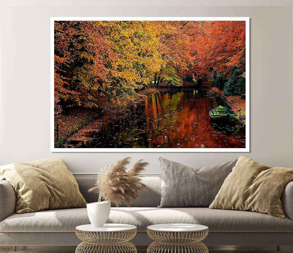 Lake In Autumn Print Poster Wall Art