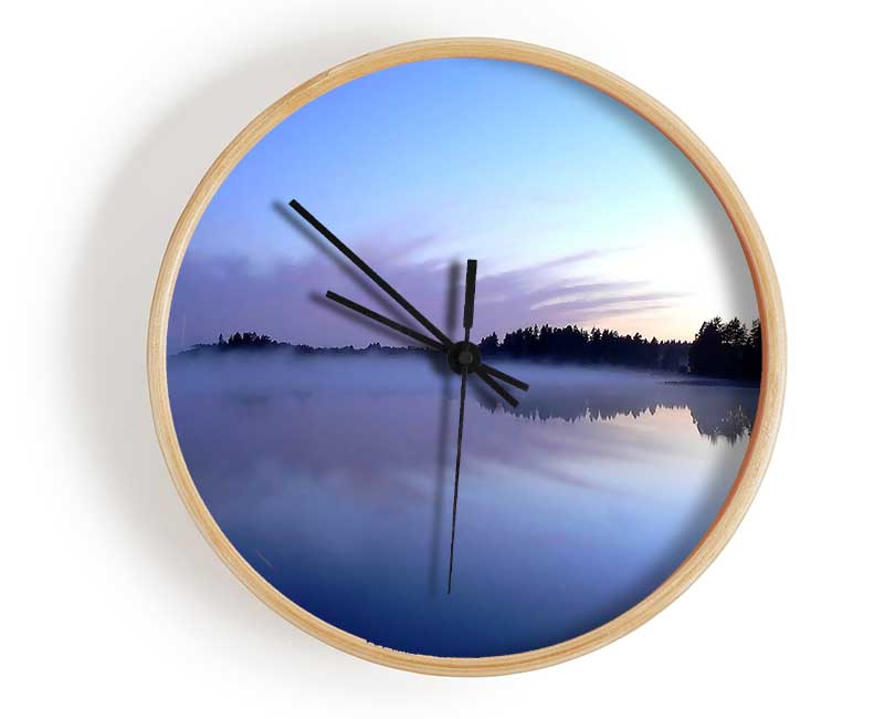 Tranquil Blue Morning Lake Clock - Wallart-Direct UK