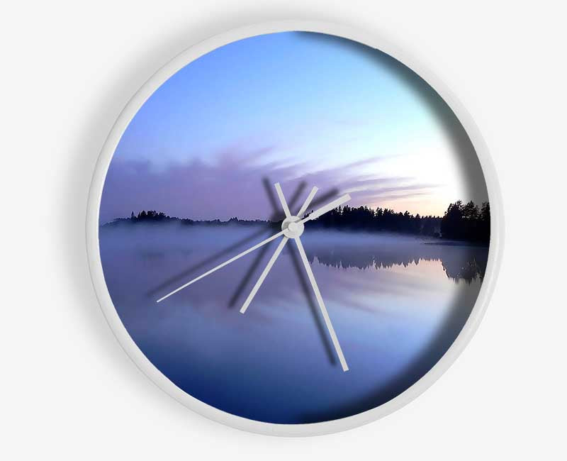 Tranquil Blue Morning Lake Clock - Wallart-Direct UK