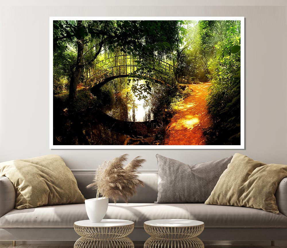 Arched Bridge Reflections Print Poster Wall Art