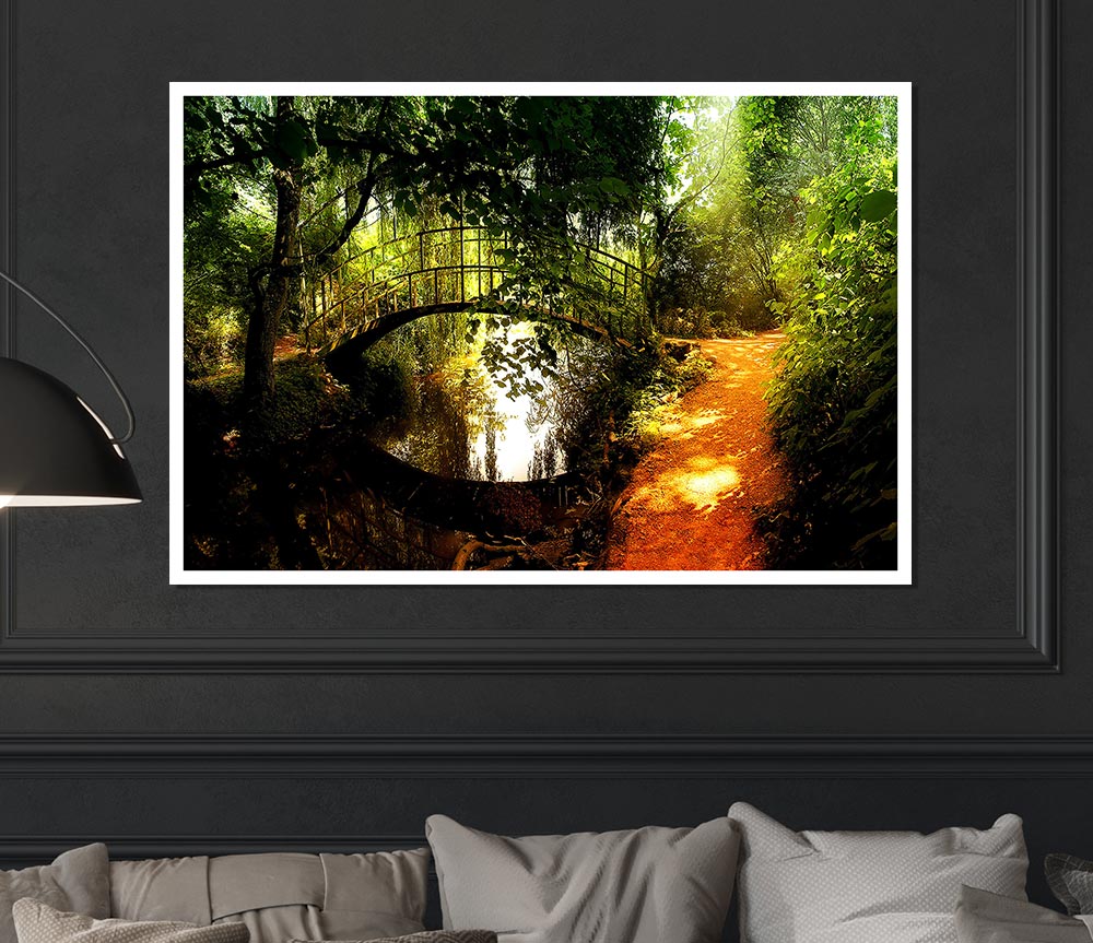 Arched Bridge Reflections Print Poster Wall Art