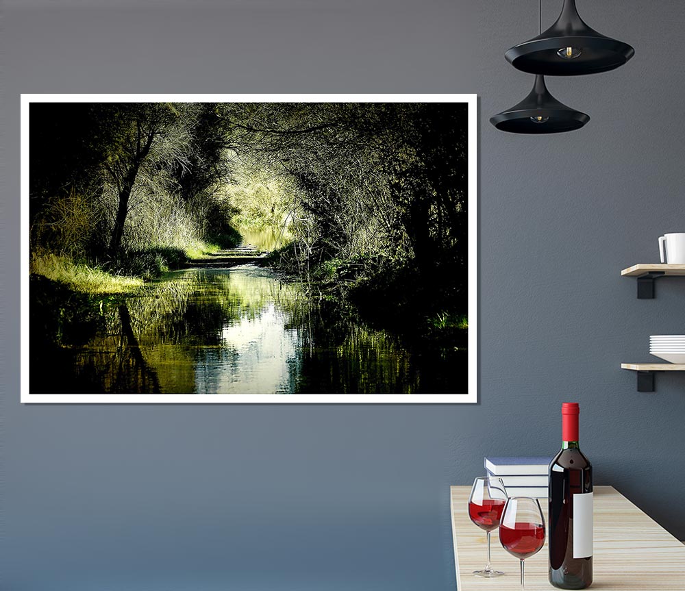 Forest Waterway Print Poster Wall Art