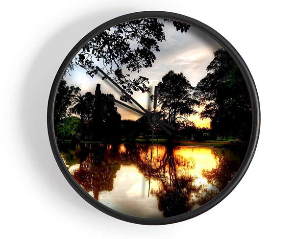 Sunset Reflection On Water Clock - Wallart-Direct UK
