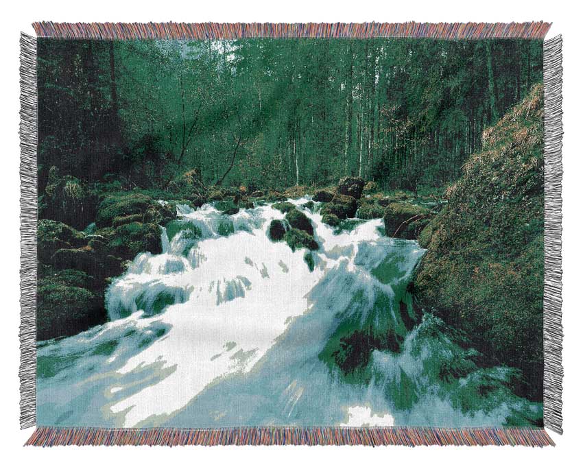 The Green Woodland River Woven Blanket