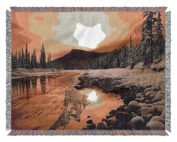 Stunning Golden Lake Woven Blanket