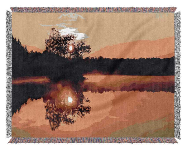 Reflections Of The Sunset Tree Woven Blanket