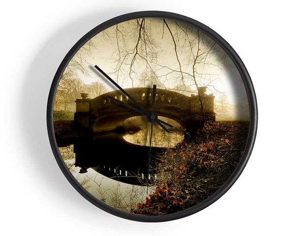 The Misty Autumn Bridge Clock - Wallart-Direct UK