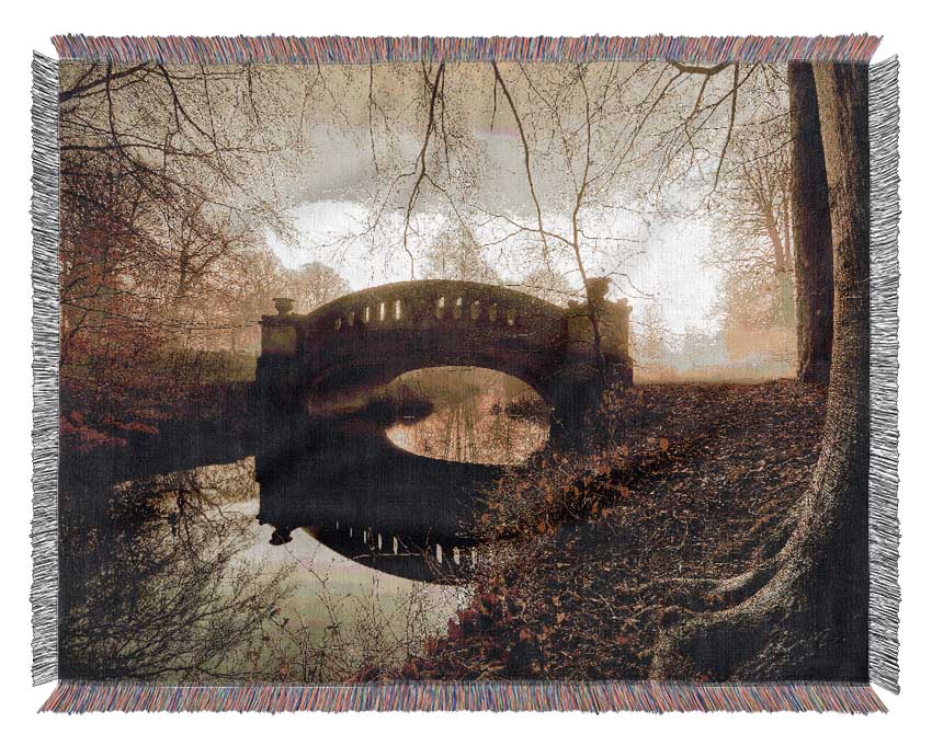 The Misty Autumn Bridge Woven Blanket
