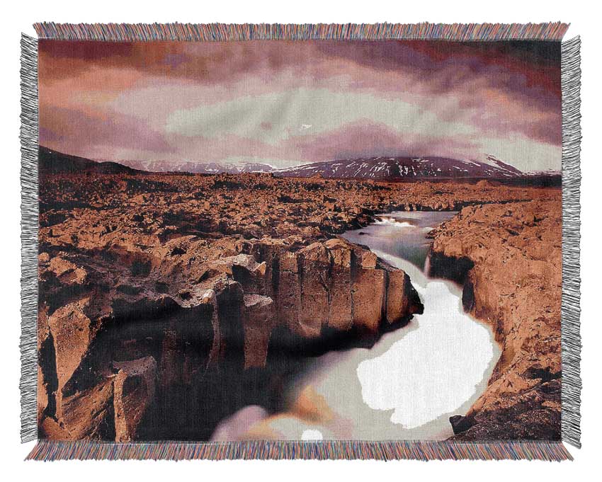 Sunrise Over Mountain Stream Woven Blanket