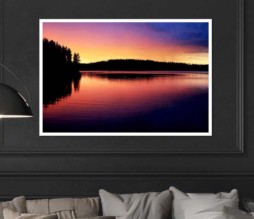 Tranquil River Reflections Print Poster Wall Art